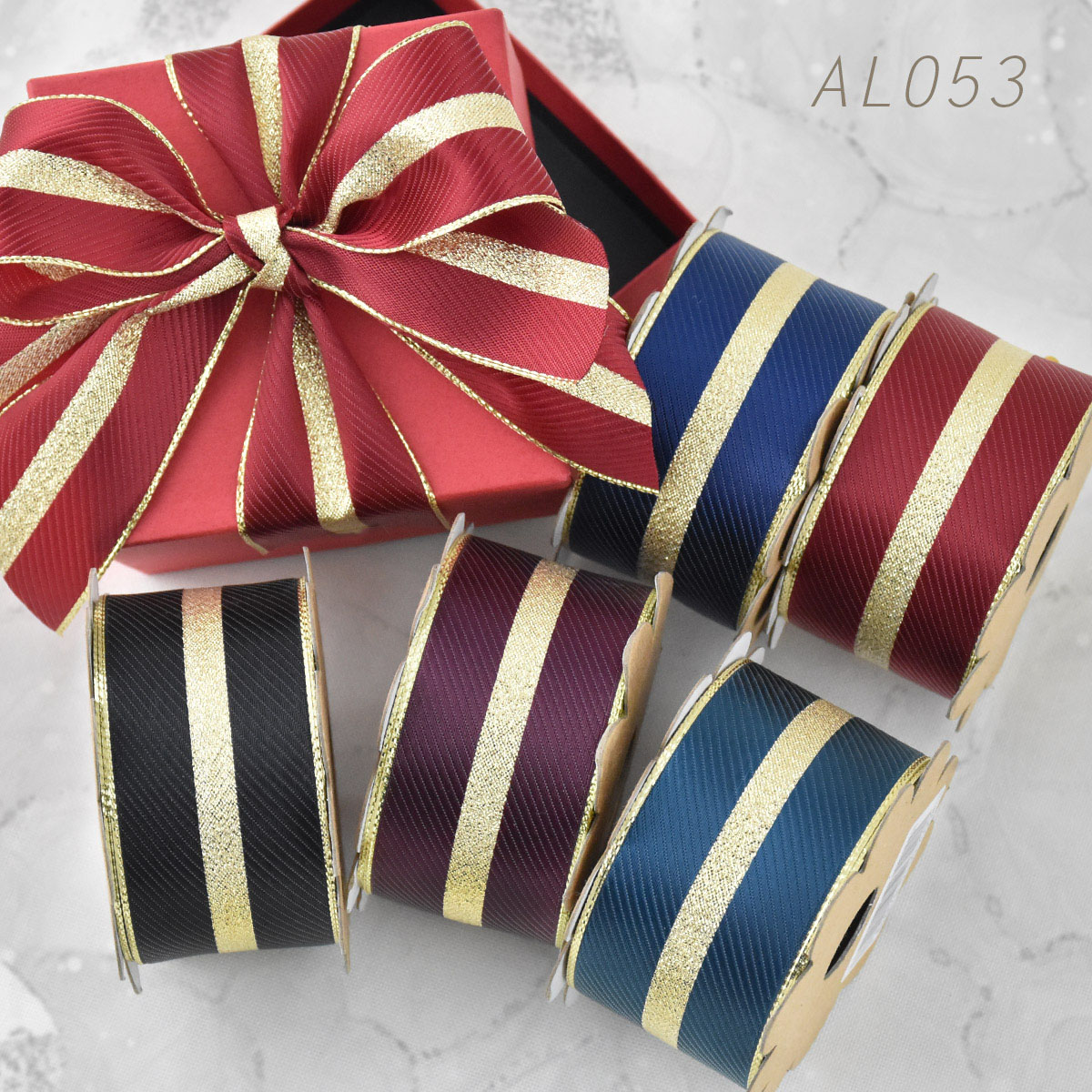 Woven Metallic Stripe with Satin Edge Ribbon