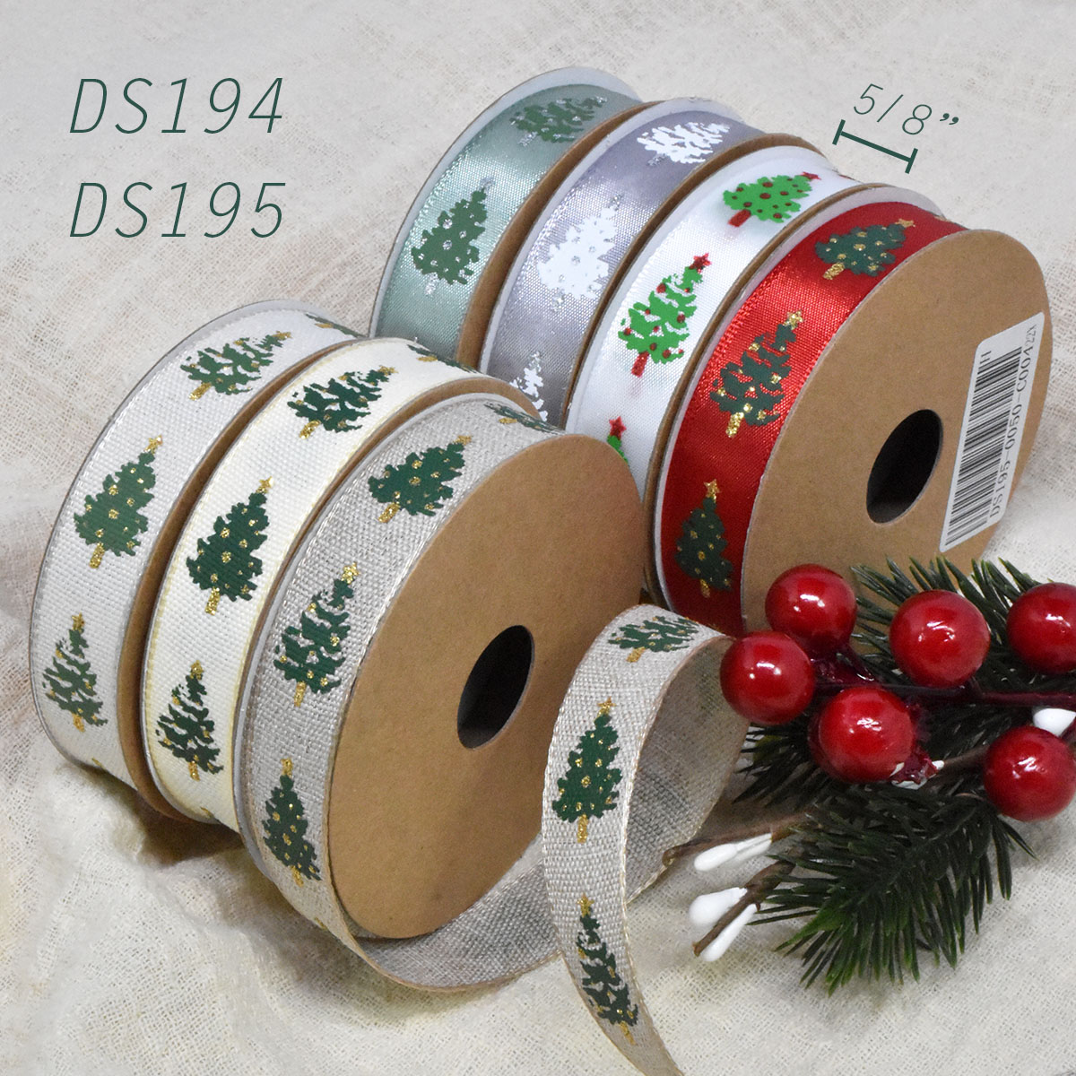 Narrow Christmas Trees Ribbon