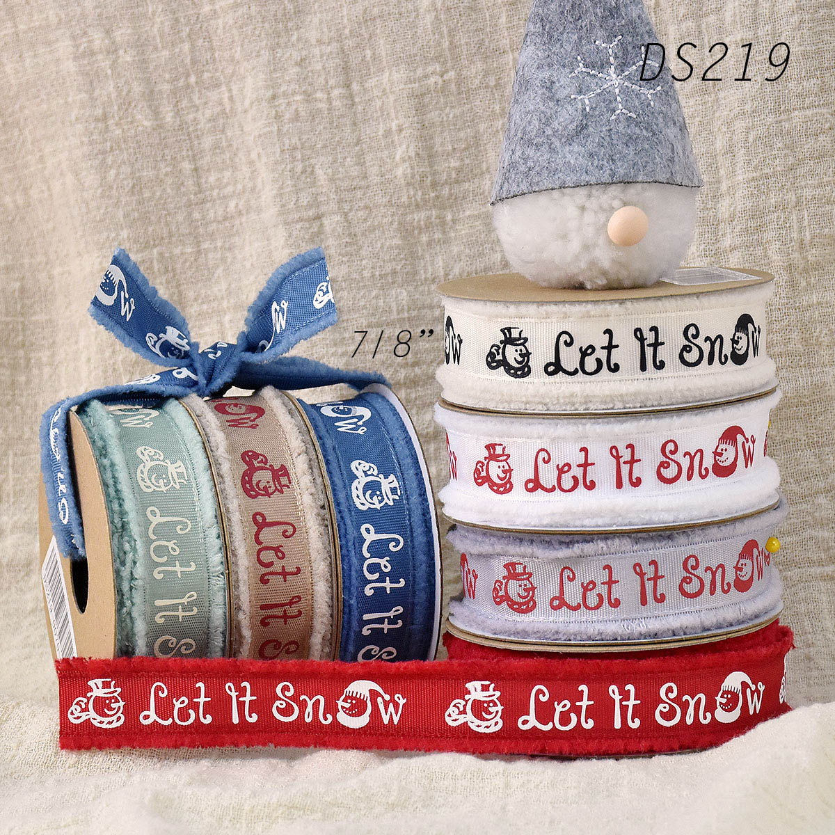 Let It Snow with Frayed Edges Ribbon