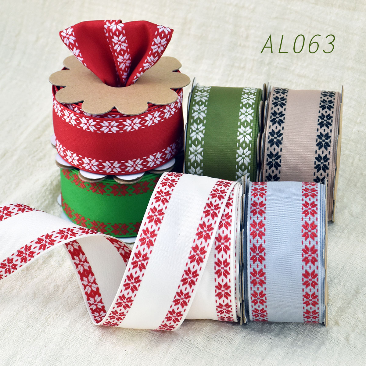 Christmas Poinsettia Woven Ribbon