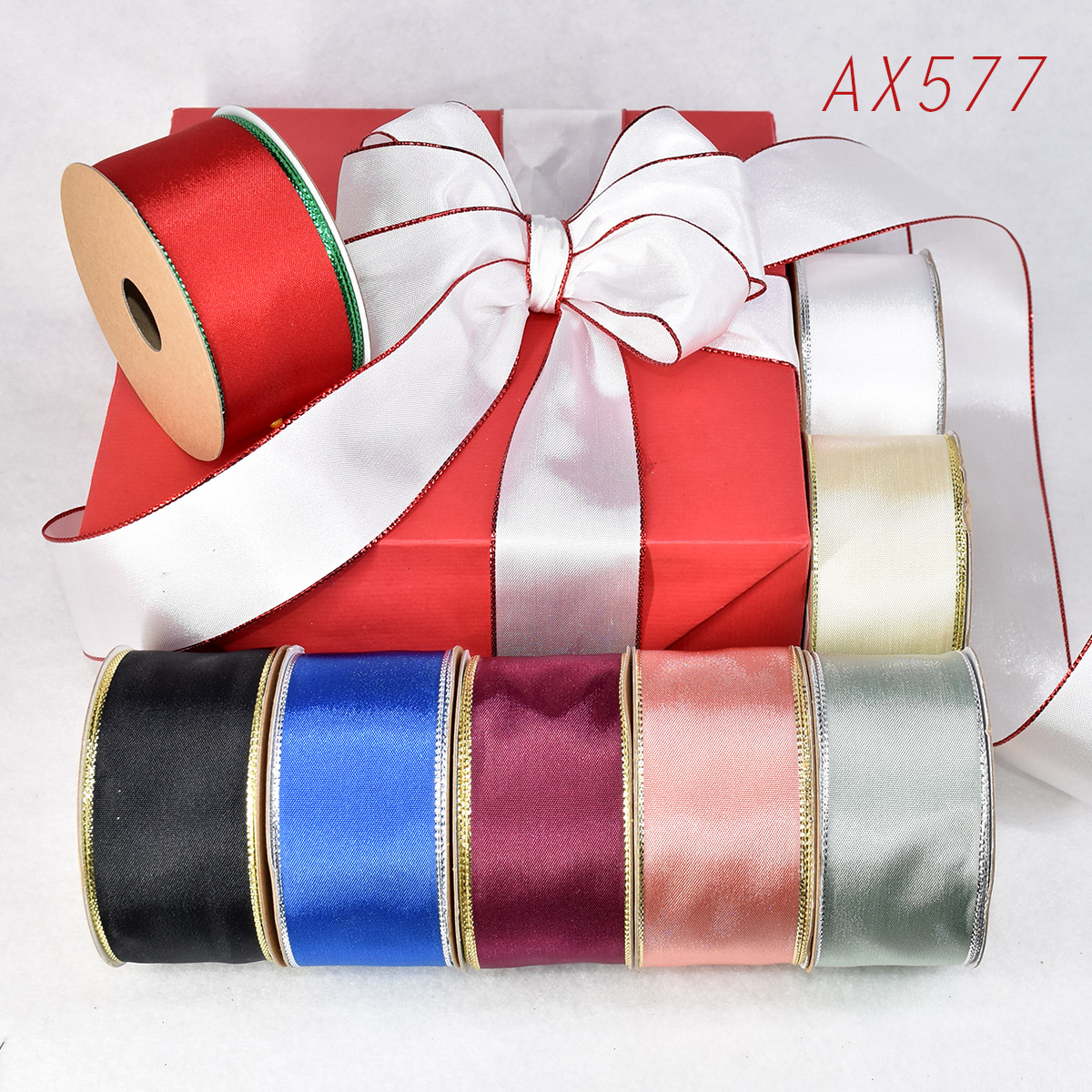 Christmas Satin With Metallic Edge Ribbon