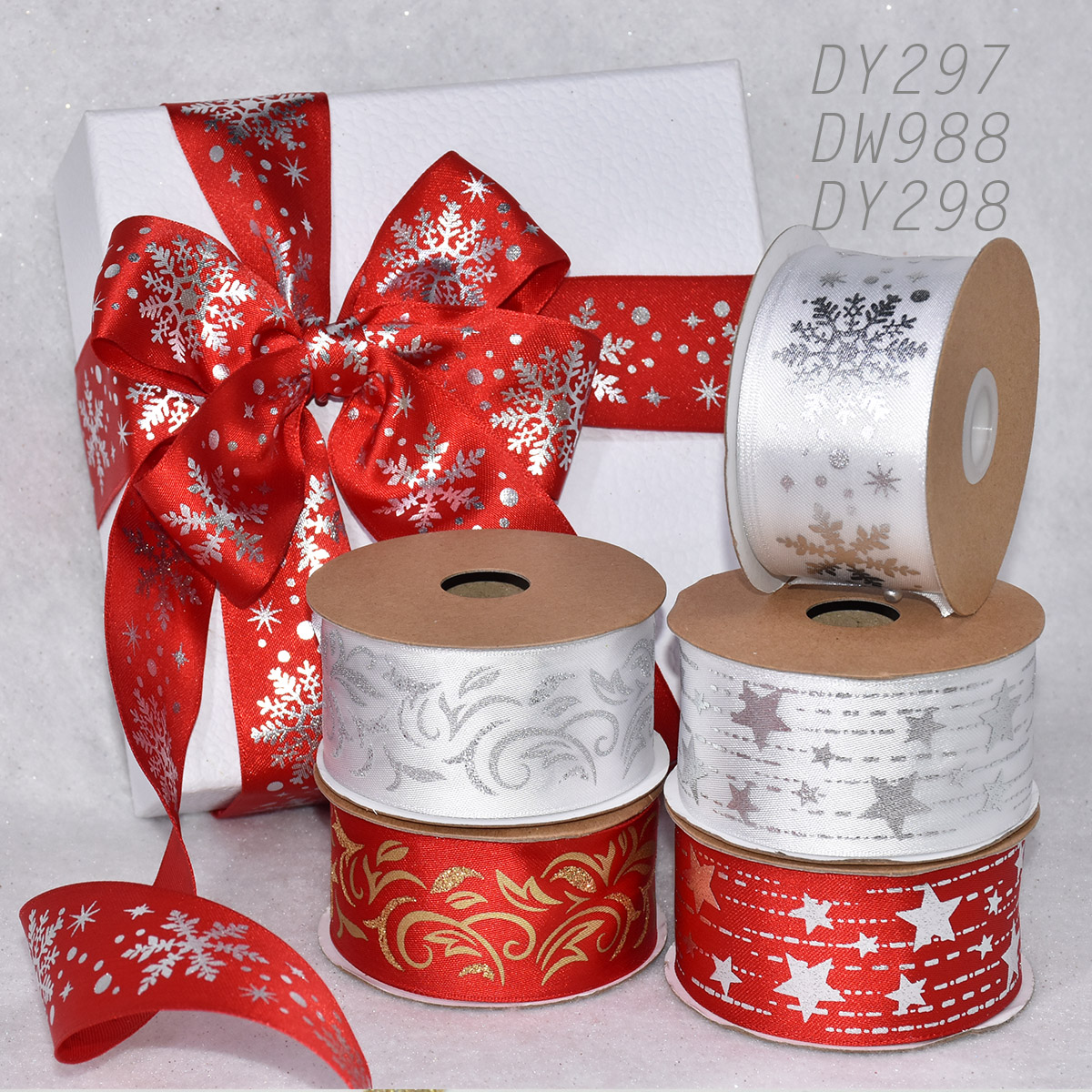 Christmas Red And Silver Ribbon