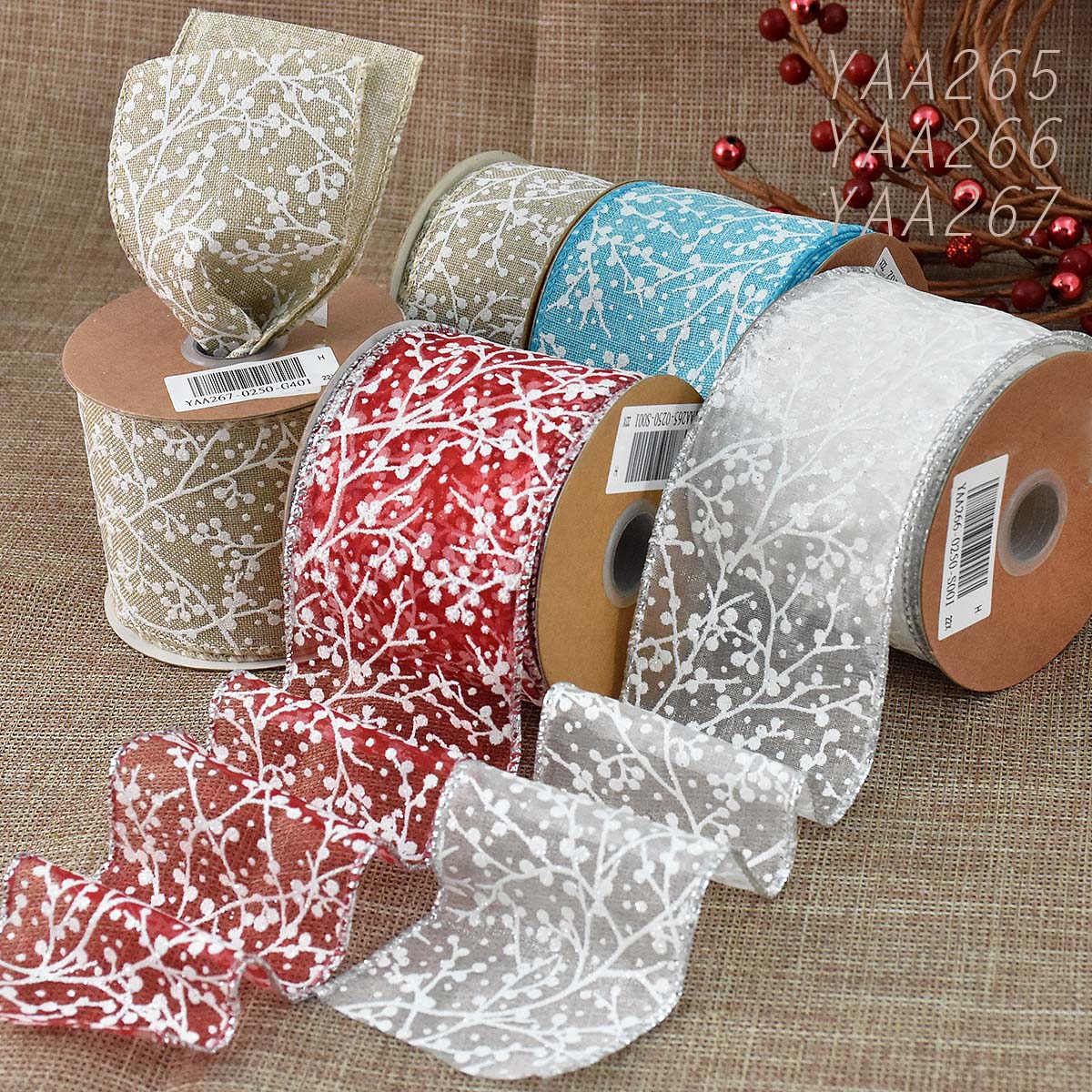 Christmas White Berry Ribbon