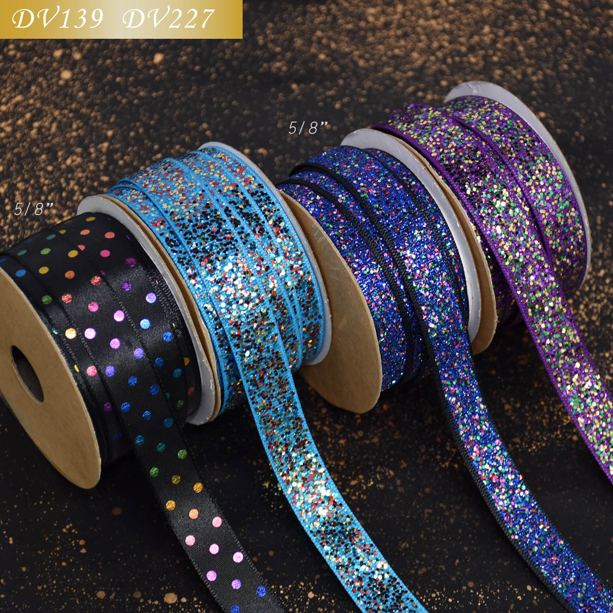 Christmas Glitter & Rainbow Dots Ribbon