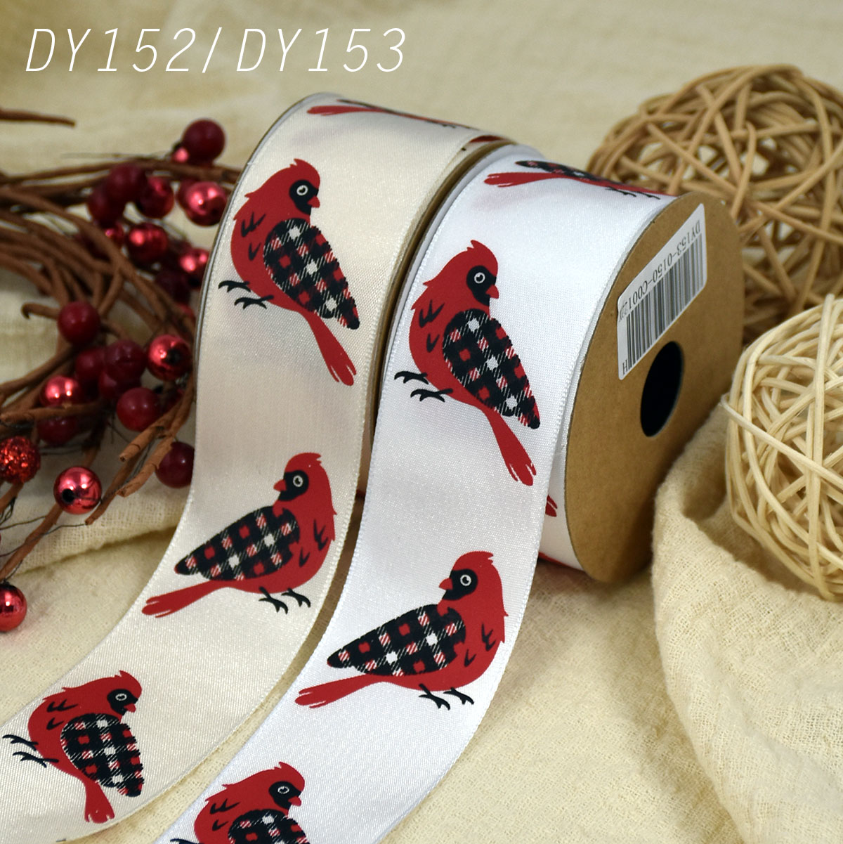 Christmas Red Bird Ribbon