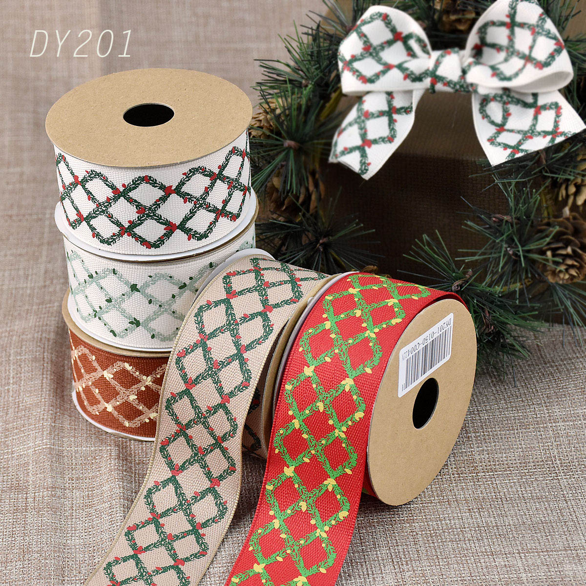 Christmas Holly Leaves Ribbon