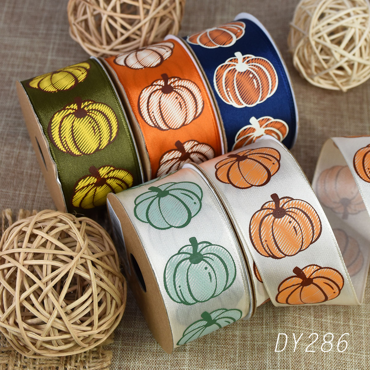 Fall Pumpkin Wired Ribbon