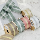 Woven Metallic Stripe with Satin Ribbon