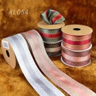 Woven Taffeta with Metallic Slant Strip Edge Ribbon