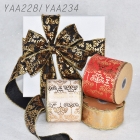 Christmas Foil Print Damask Ribbon