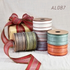 Natural Woven Stripes With Color Edge Mesh Ribbon