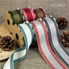 Woven Burlap with Stripe Wired Ribbon