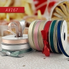 Narrow Two Tones Satin and Metallic Ribbon