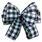 Christmas Black White Buffalo Plaid Ribbon Bow