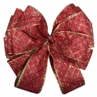 Christmas Red Taffeta with Gold Plaid Wired Ribbon Bow