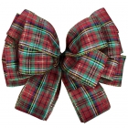 Christmas Red Green Plaid Wired Ribbon Bow