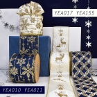 Golden Glitter Christmas Elements Ribbon