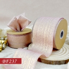 Rose Linen with Gold Metallic Ribbon