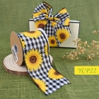 Sunflower on Plaid Ribbon