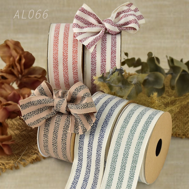 Woven Taffeta with Stripe Wired Ribbon