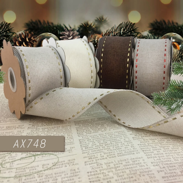 AX748-0150 Christmas Burlap Ribbon