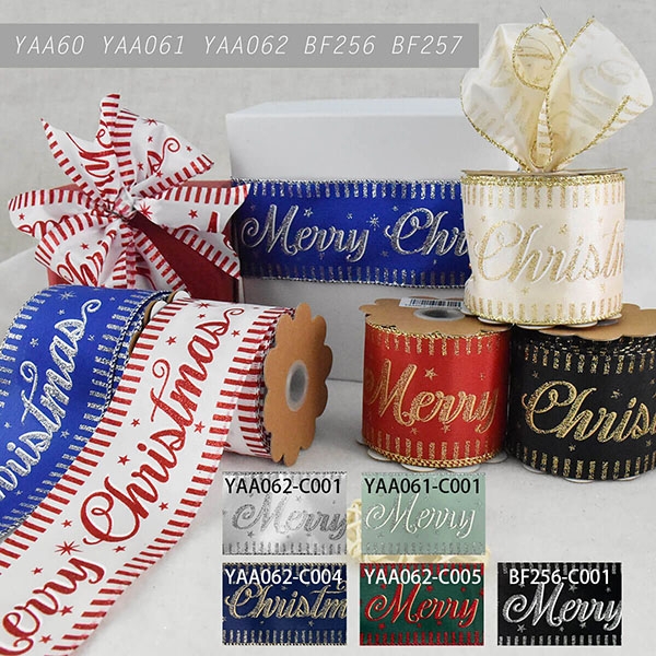 Merry Christmas Style Wired Ribbon