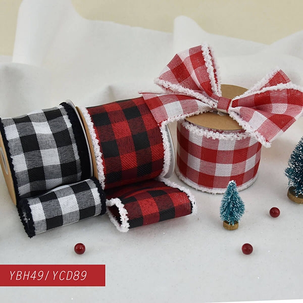 Buffalo Check Ribbon with Frayed Edge