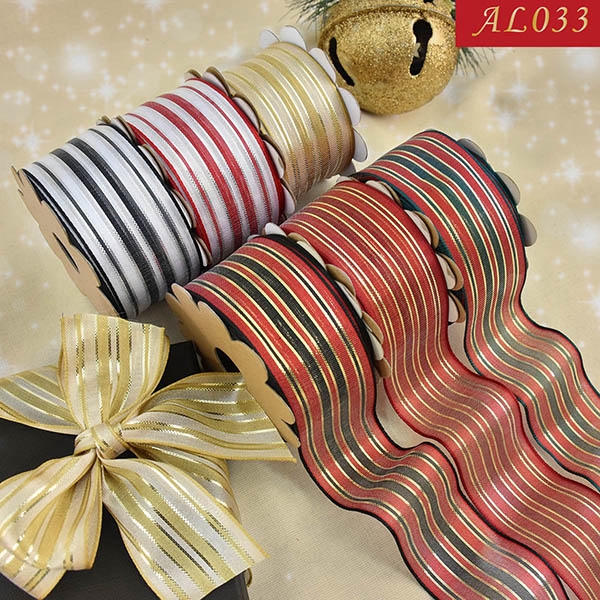 AL033 - Vertical Metallic Stripe Ribbon
