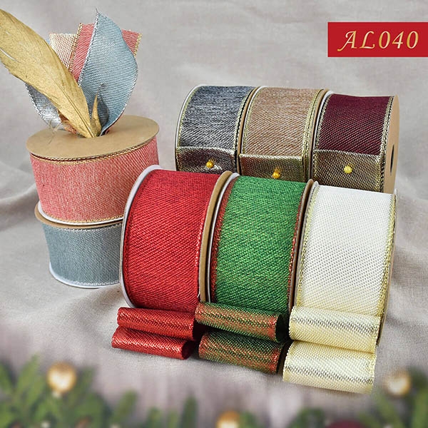 AL040 - Two Tone Linen Metallic Ribbon