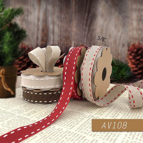 AV108-2 Narrow Christmas Woven Ribbon