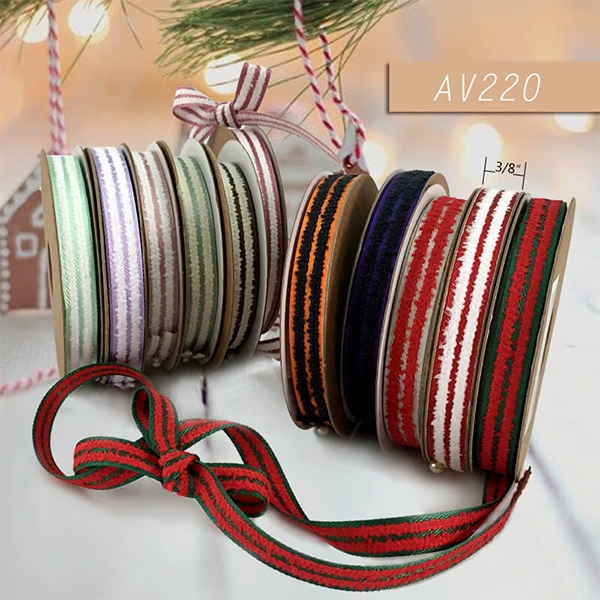 Two Fleece Stripes Woven Ribbon