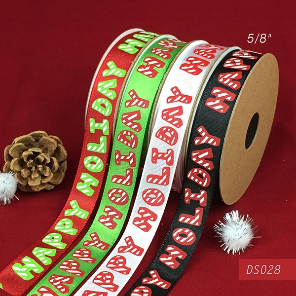 Narrow Happy Holiday Ribbon