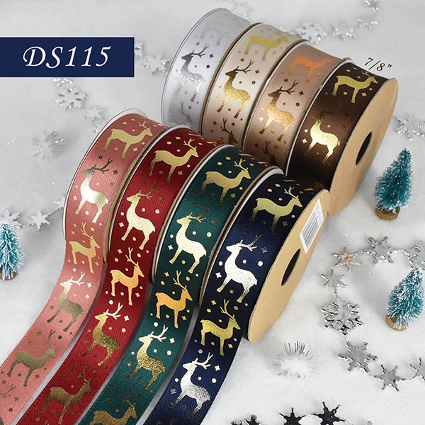 Narrow Foil Reindeer Ribbon