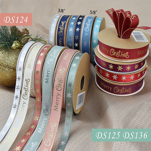 Narrow Merry Christmas and Star Ribbon