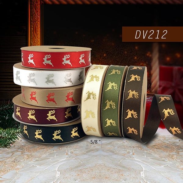 Narrow Foil Reindeer Ribbon