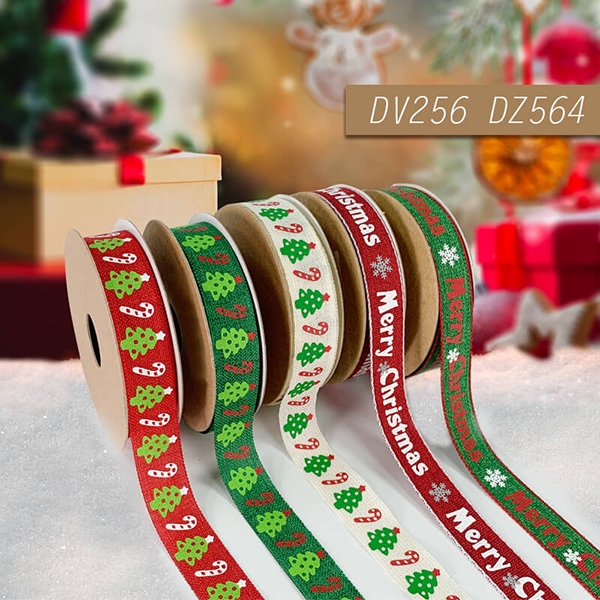 Narrow Christmas Elements Ribbon