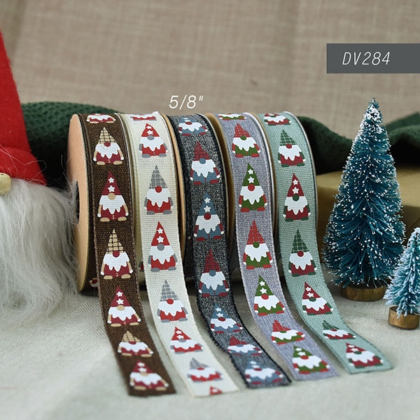 Narrow Christmas Gnome Ribbon
