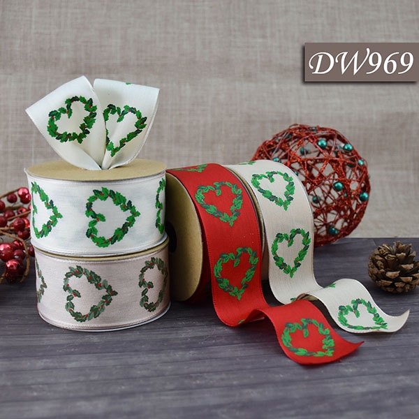 Christmas Holly Leaves Ribbon