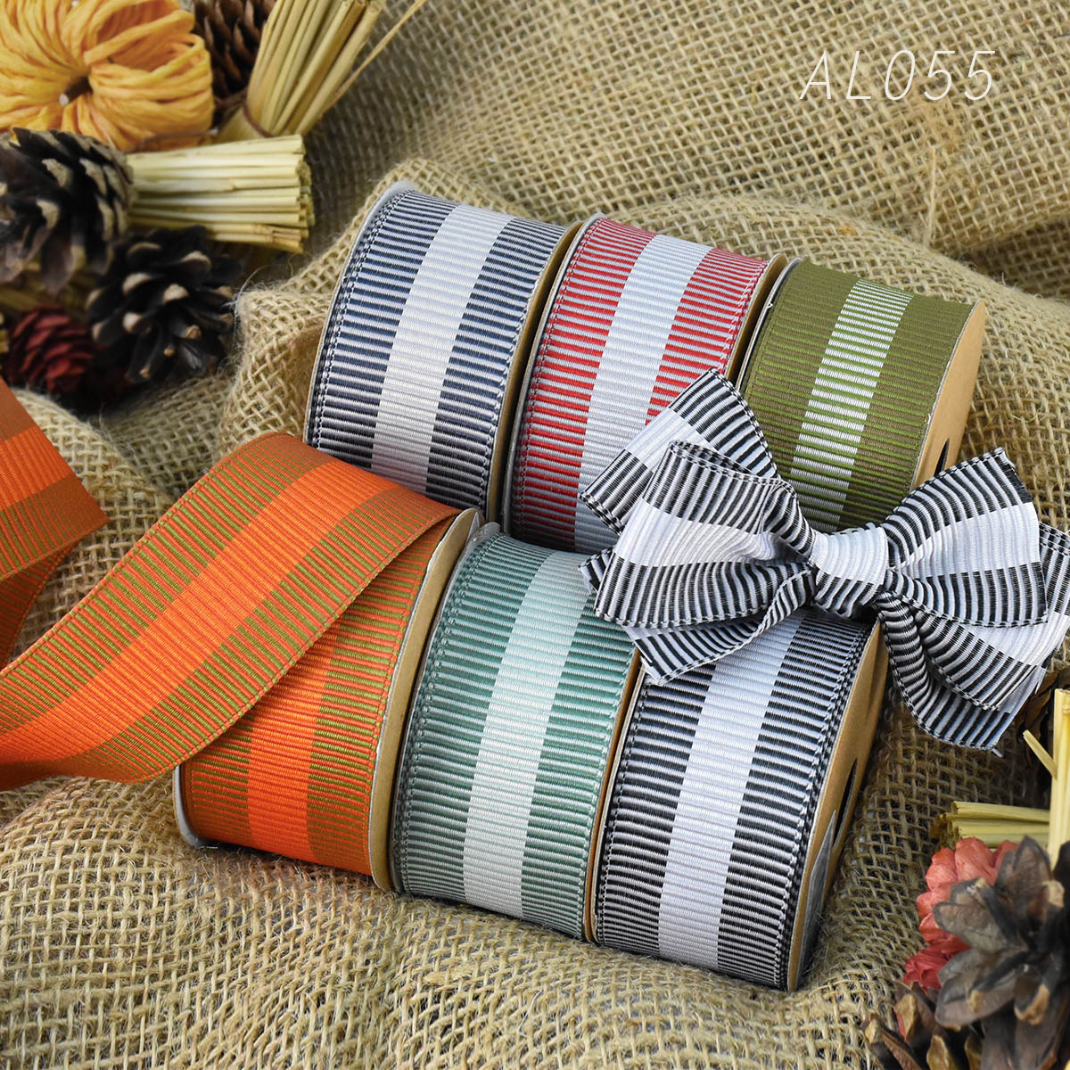 Woven Two Colors Grosgrain Wired Ribbon