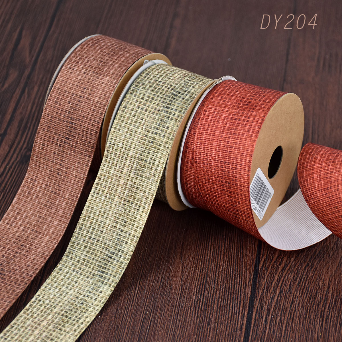 Woven Grosgrain with Weave Pattern Print Wired Ribbon