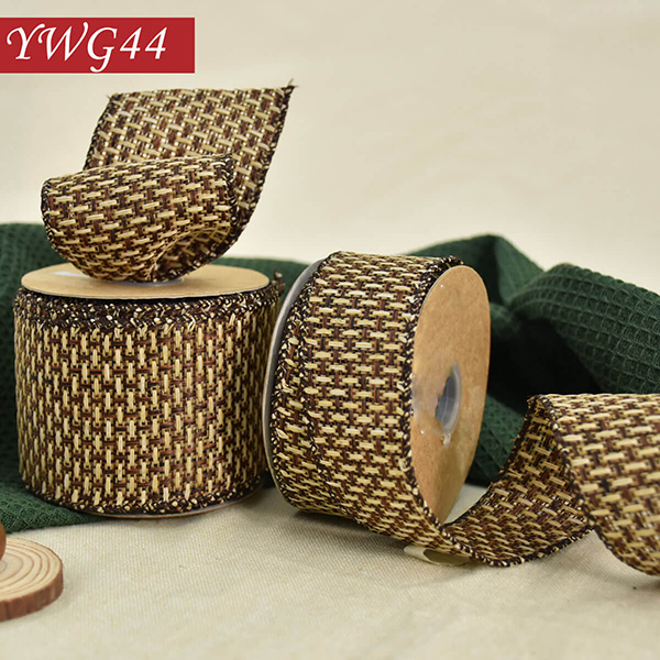 Brown Cream Woven Fabric Ribbon