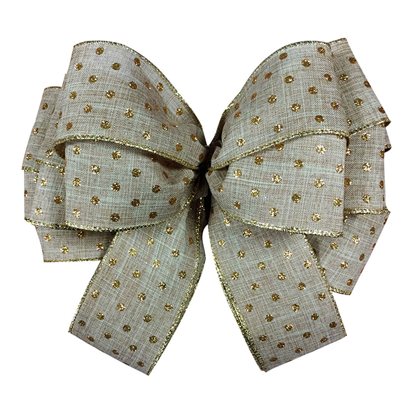 Christmas Burlap with Gold Dot Glitter Wired Ribbon Bow