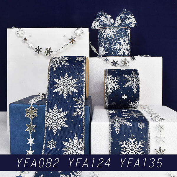 Fancy Silver Snowflake Ribbon