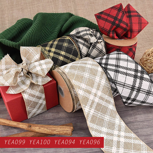 Christmas Slant Stripes Plaid Ribbon