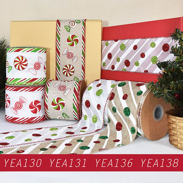 Red Green Candy Cane Elements Ribbon