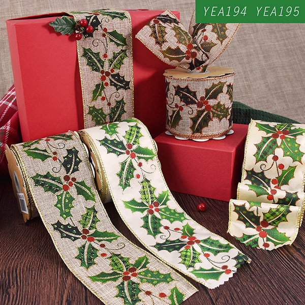 Christmas Holly Leaf Ribbon