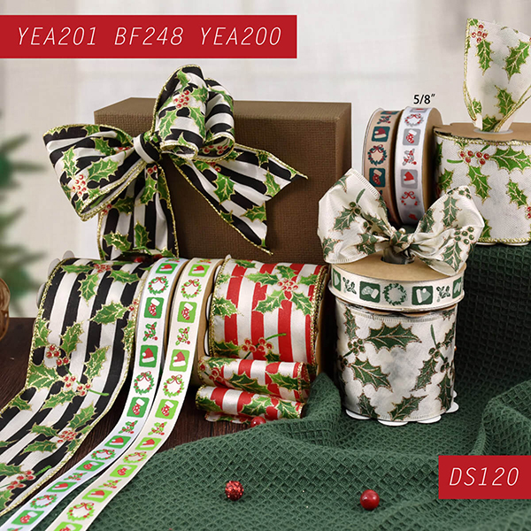 Christmas Holly Leaf Ribbon