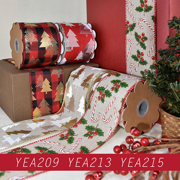 Foiled Christmas Tree and Candy Cane Ribbon