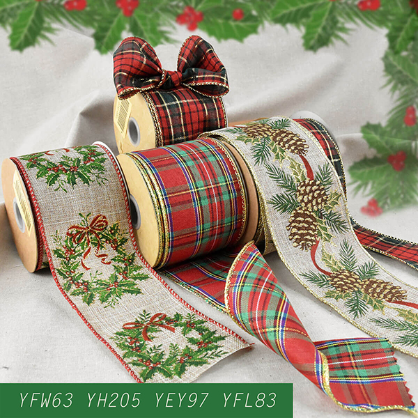 Chritsmas Elements and Plaid Ribbon