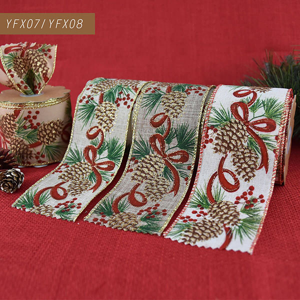 Christmas Linen with Pinecone Ribbon